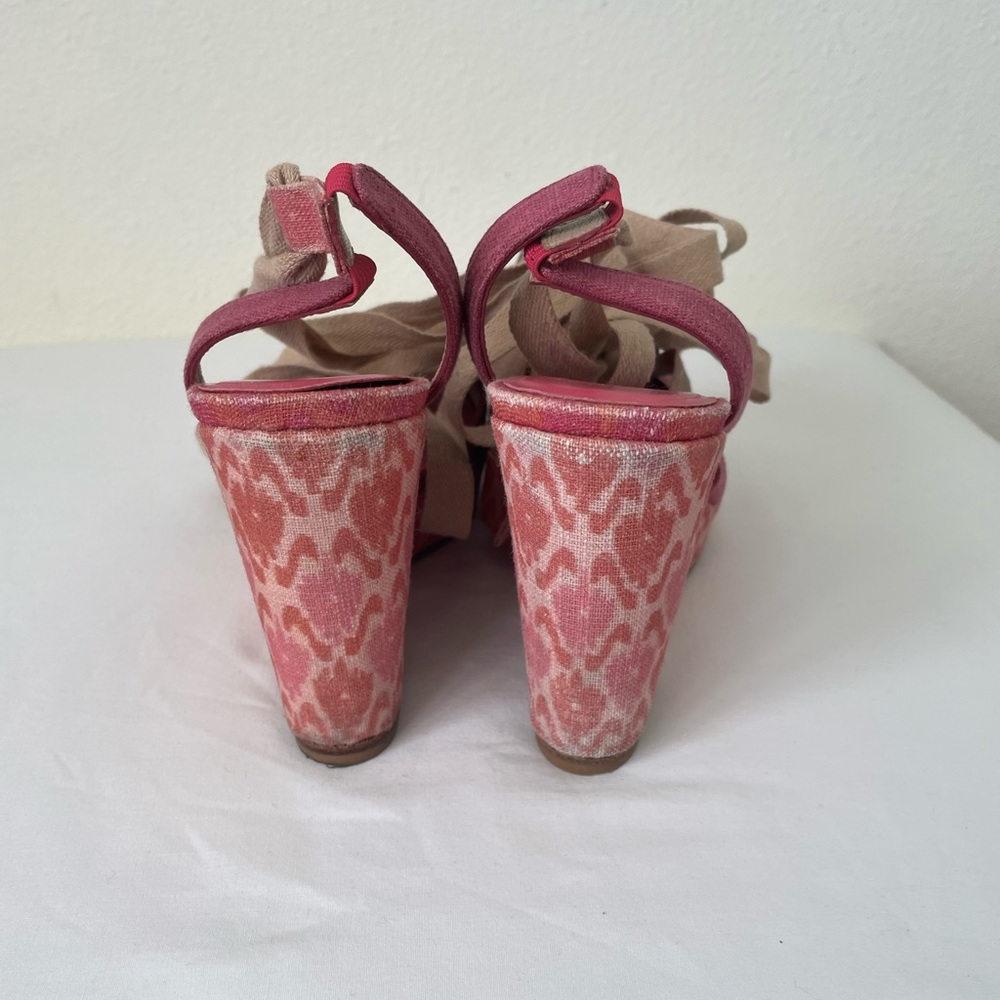 Stuart Weitzman Pink Lace Up Platforms Size 7 - image 2